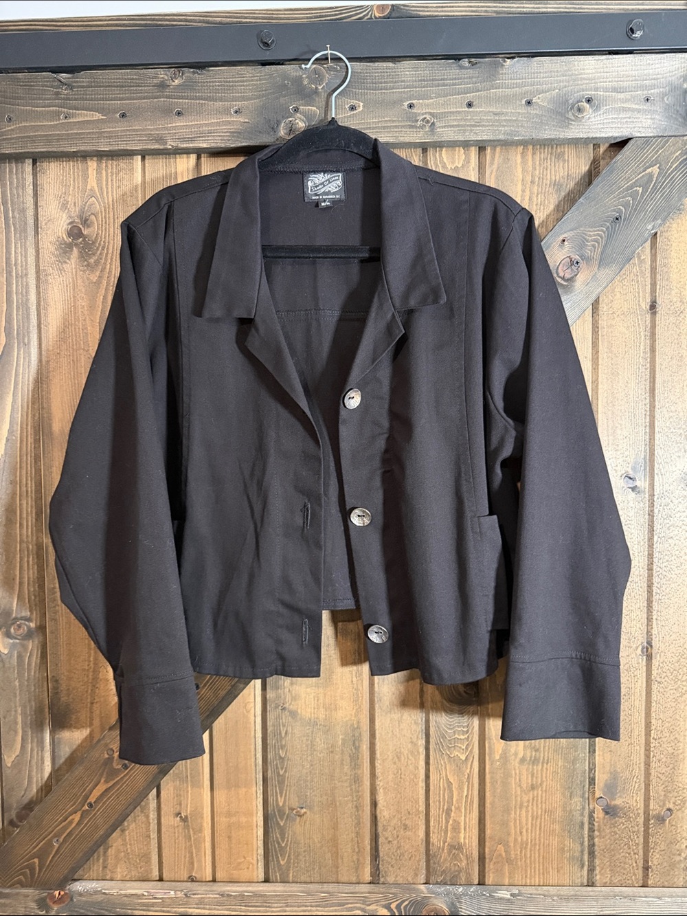 Women’s Black Cropped Button Jacket